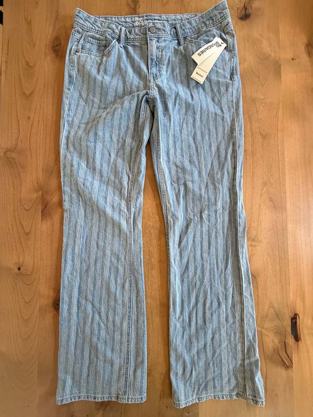 No Boundaries Light Wash Striped Bootcut Jeans Size 12 New With Tags